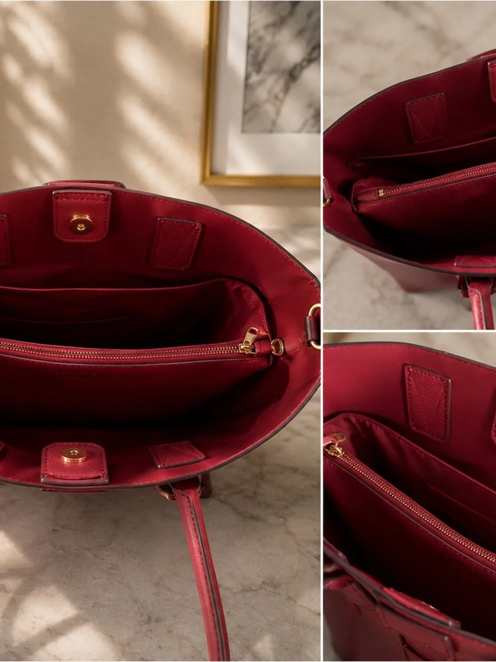 Gucci Burgundy Leather Top-Handle Tote